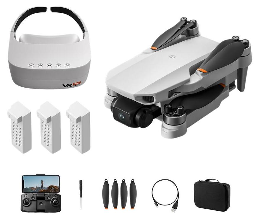 Zimilo VR Drohne mit Kamera, FPV VR Brille, Mini Drohne faltbar, WiFi App Steuerung, HD Kamera, Brushless Motor, 3 x Akku