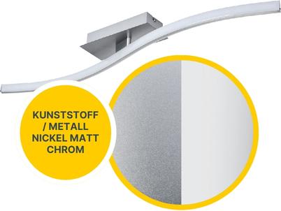 MeLiTec LED Deckenleuchte, nickel matt : Geschwungen : 1 Anzahl Flammen: 1 Form: Geschwungen