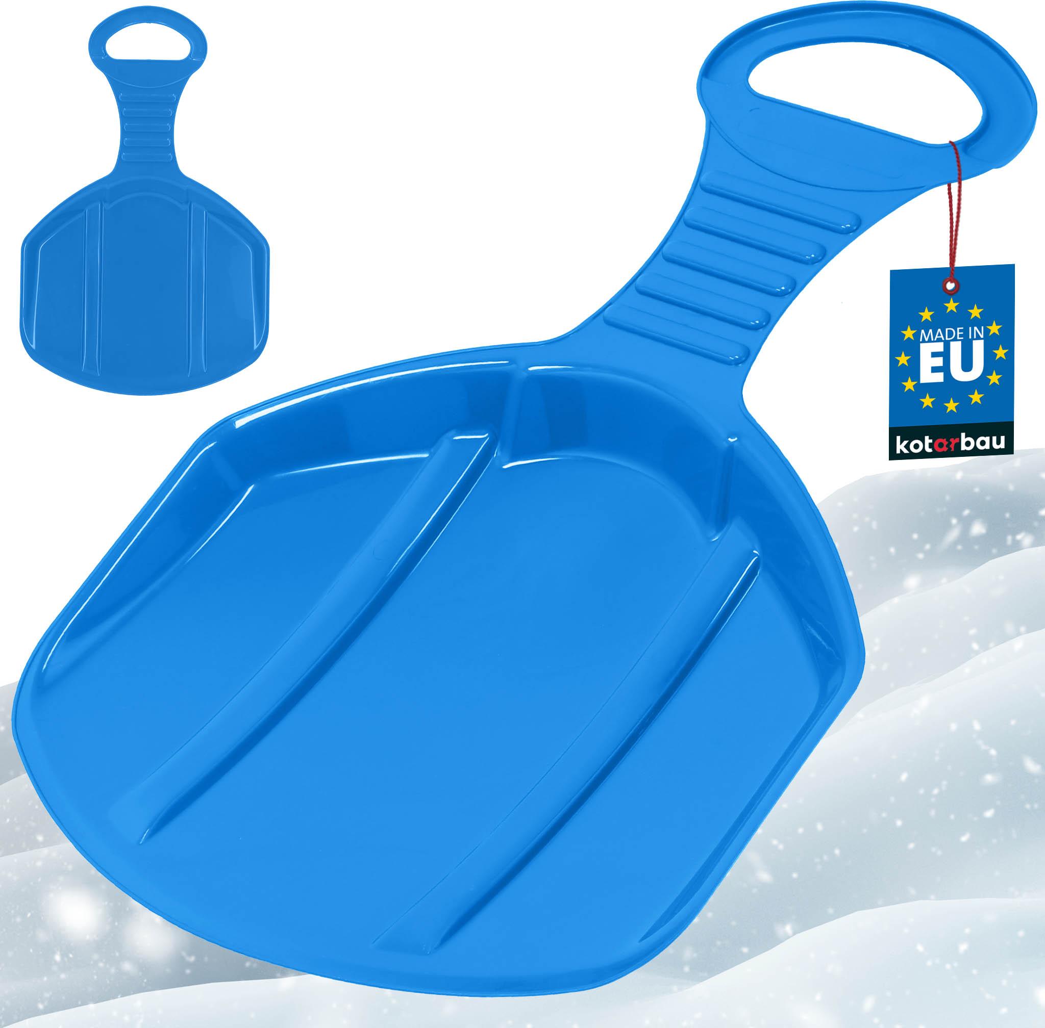 KOTARBAU® Popo Rutscher Bob Schlitten für Kinder & Erwachsene Rutschteller mit Griff Kunststoff Porutscher Schnee Rutscher Leicht & Stabil Blau