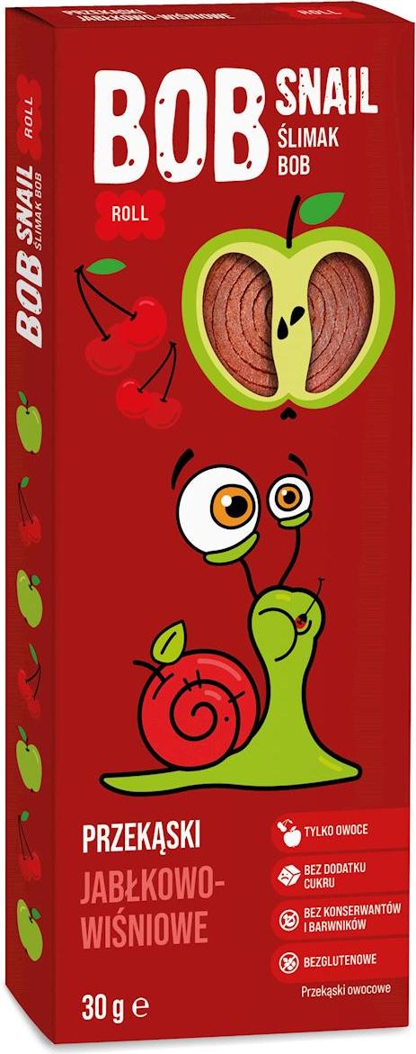 SNACK-ROLL APFEL – KIRSCH OHNE ZUCKERZUSATZ GLUTENFREI 30 g – BOB SNAIL