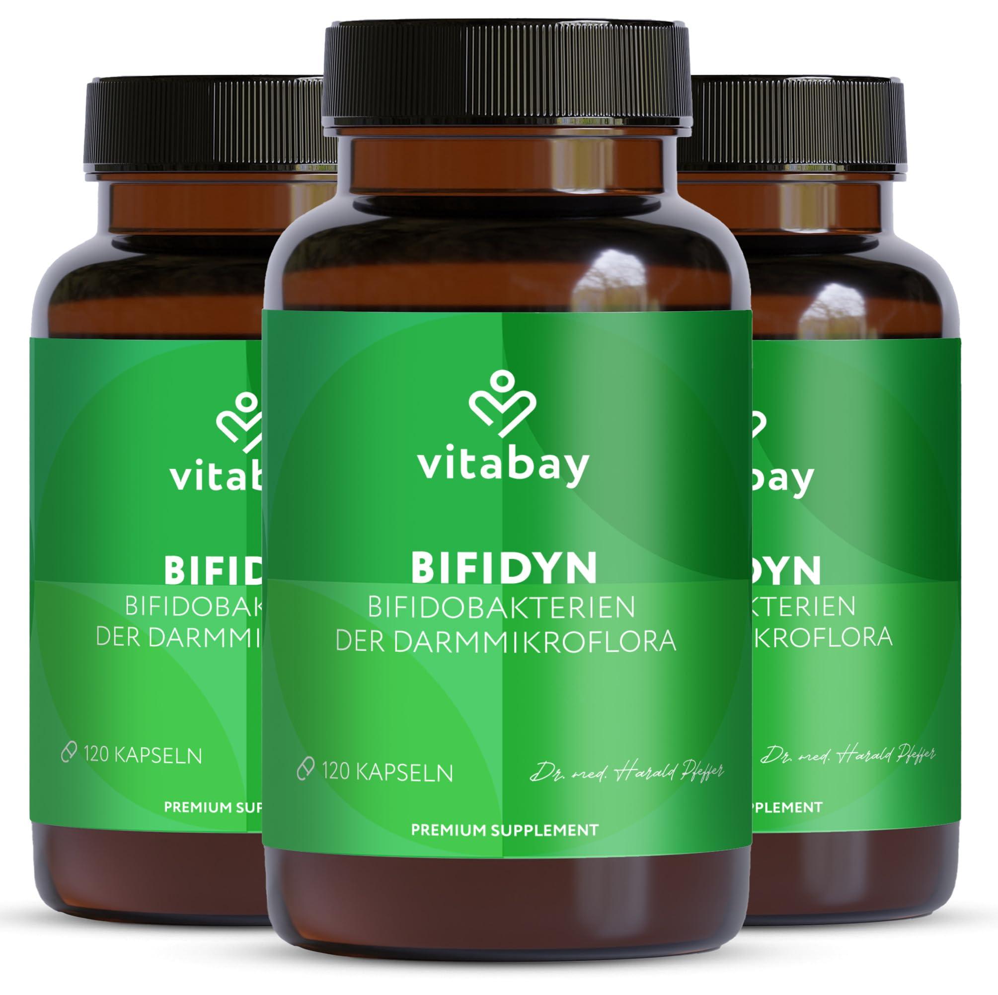 Vitabay C.V. Vitabay Bifidyn – Bifidobakterien-Kulturen – 360 vegane Kapseln (3er Set) – 3 Milliarden aktive Milchsäurebakterien pro Kapsel VB1620-3er-Bundle