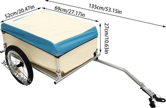 Fahrradanhänger - 50 kg - Beige-Blau - Aluminium