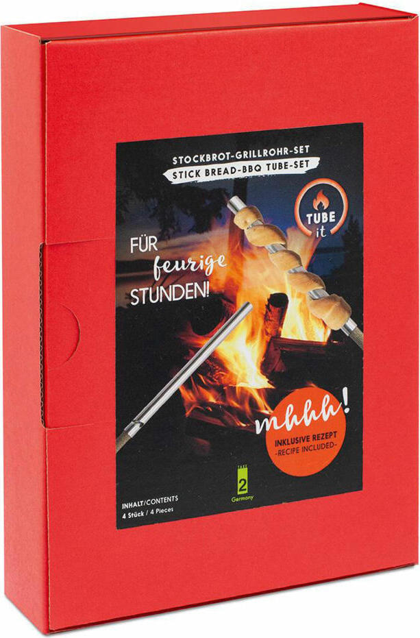 Take2 Design Take2 Tube It Stockbrot-Grillrohr, 4er Set, Grill Rohr, Stockbrotspieß, Grillspieß, Grillzubehör, 20164