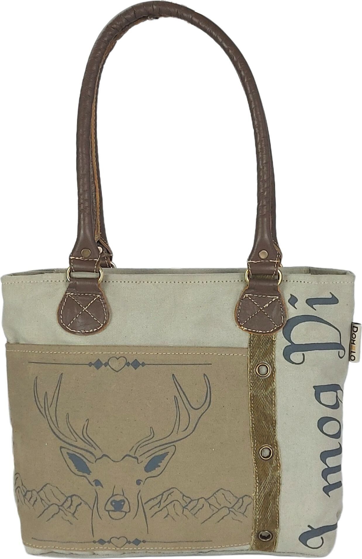 Jalan Jalan GmbH Produktbild Domelo Damen Handtasche. Trachtentasche aus Canvas & Leder. Schultertasche in Vintage Trachten Stil. Handgelenktasche mit Lederreimen 53136