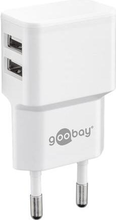 Duálna nabíjačka USB-A (12 W) biela