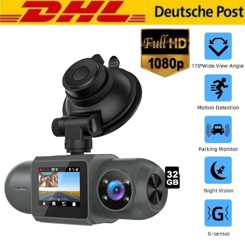 Avylet 4K Dashcam Auto mit GPS, WiFi, Vorne Innen Dual 2,5K 1080P Parkmodus mit 32GB SD Karte DC0018BKCUV3+32GB
