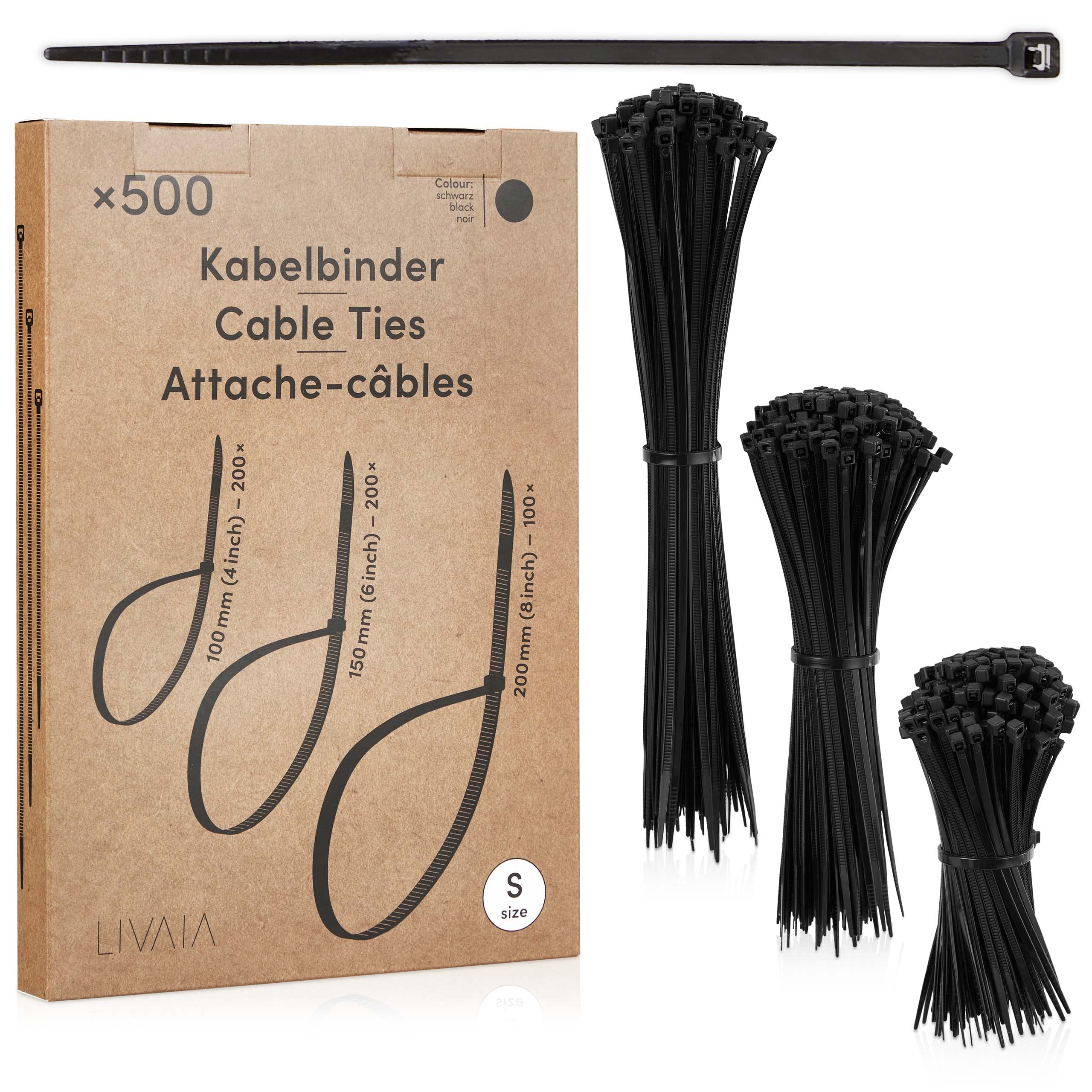 Kabelbinder + Halter, 6-teilig