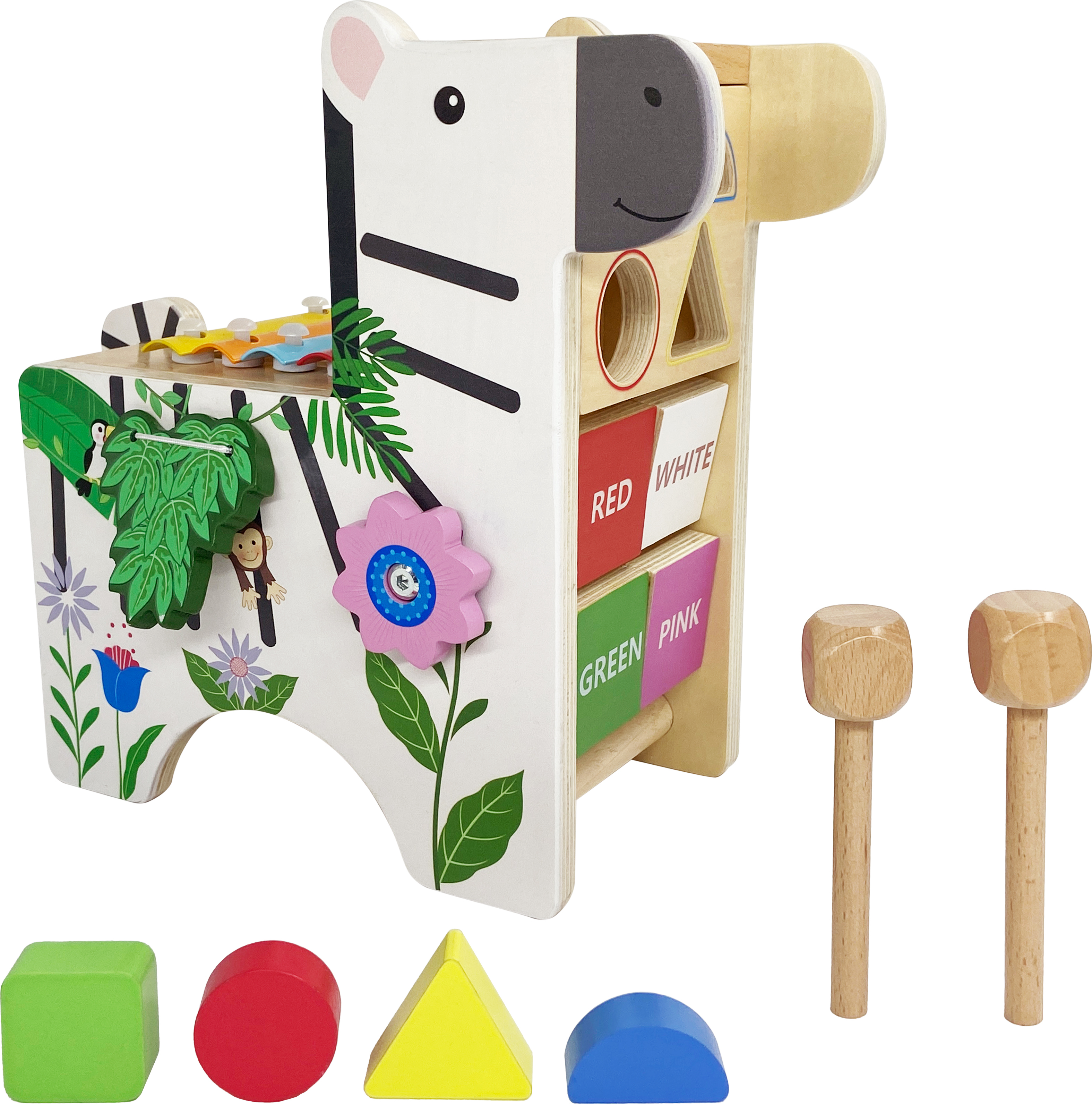 Teamson Kids Spielzentrum Zebra mit Musikspielzeug für Kinder TD-13956B