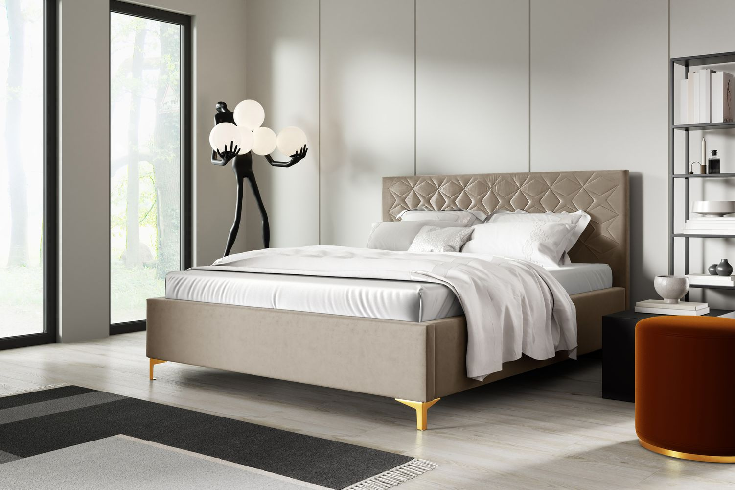 Čalúnená posteľ 180x200 ODETA 2 - svetlo béžová