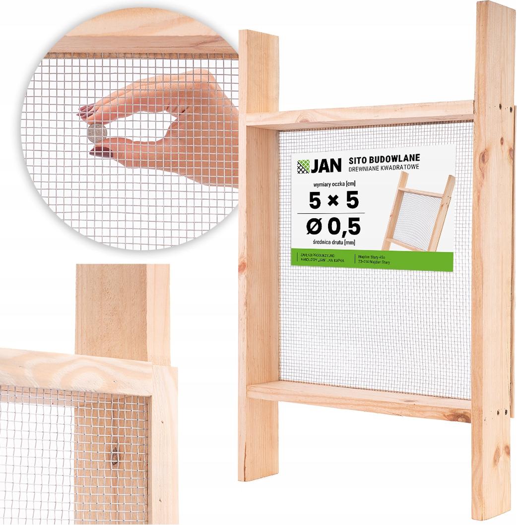 Z_P_H_JAN Bausieb für Sand, Erde, Mauerwerk - Holz - 500 X 500 Mm - Masche 5 X 5 Mm - Siebung Sand - Bau