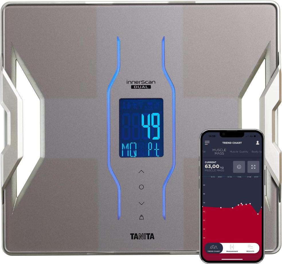 TANITA RD-953 Profi Körperanalysewaage – Dual-Frequenz Körperfettwaage mit Muskelqualität, Muskelmasse, Metabolischem Alter, Bluetooth App, 200 kg RD953SPT36