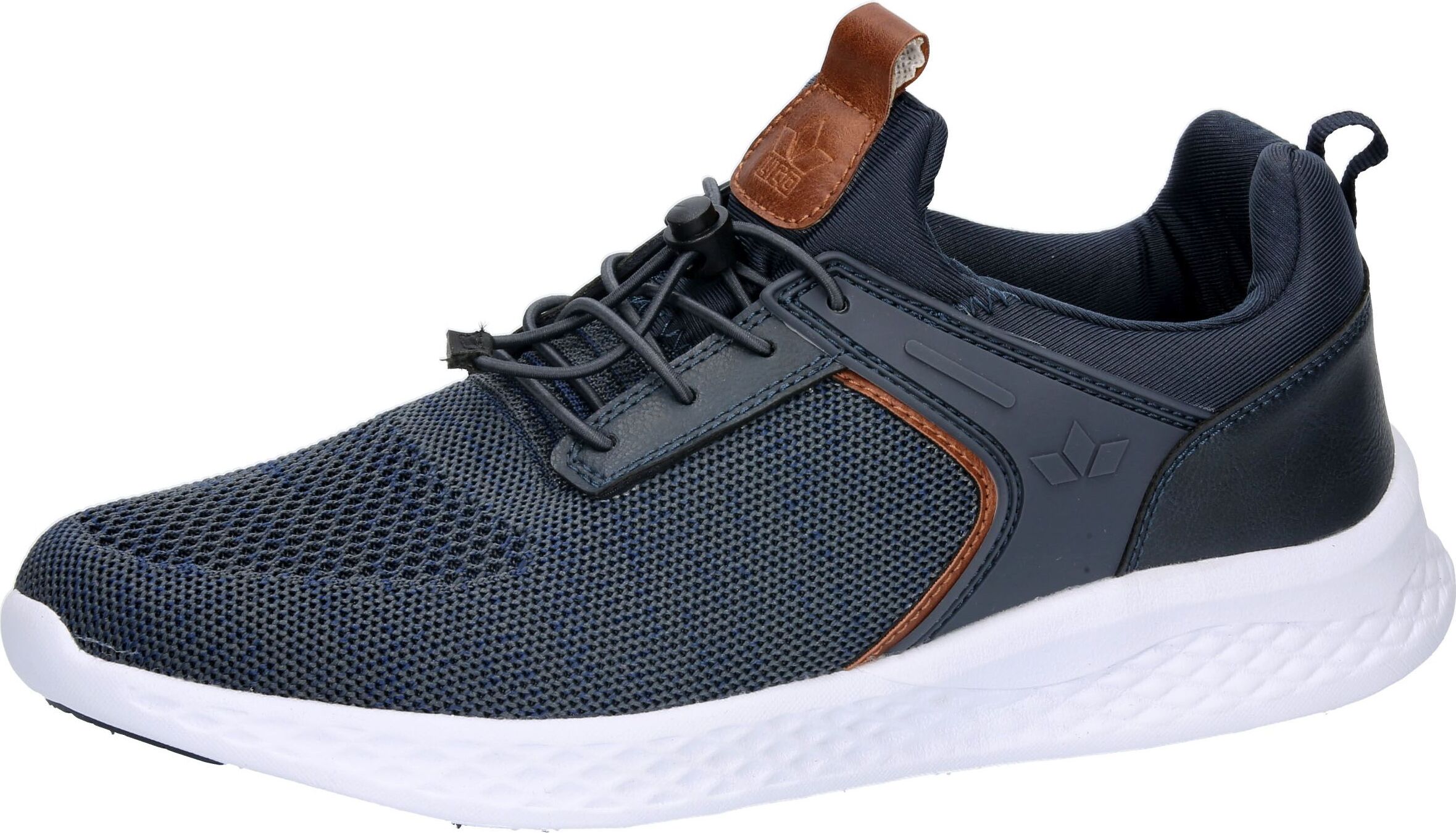 Lico Herren Slipper mit Zierschnürung Stretch blau braun kombiniert 40 540671-40