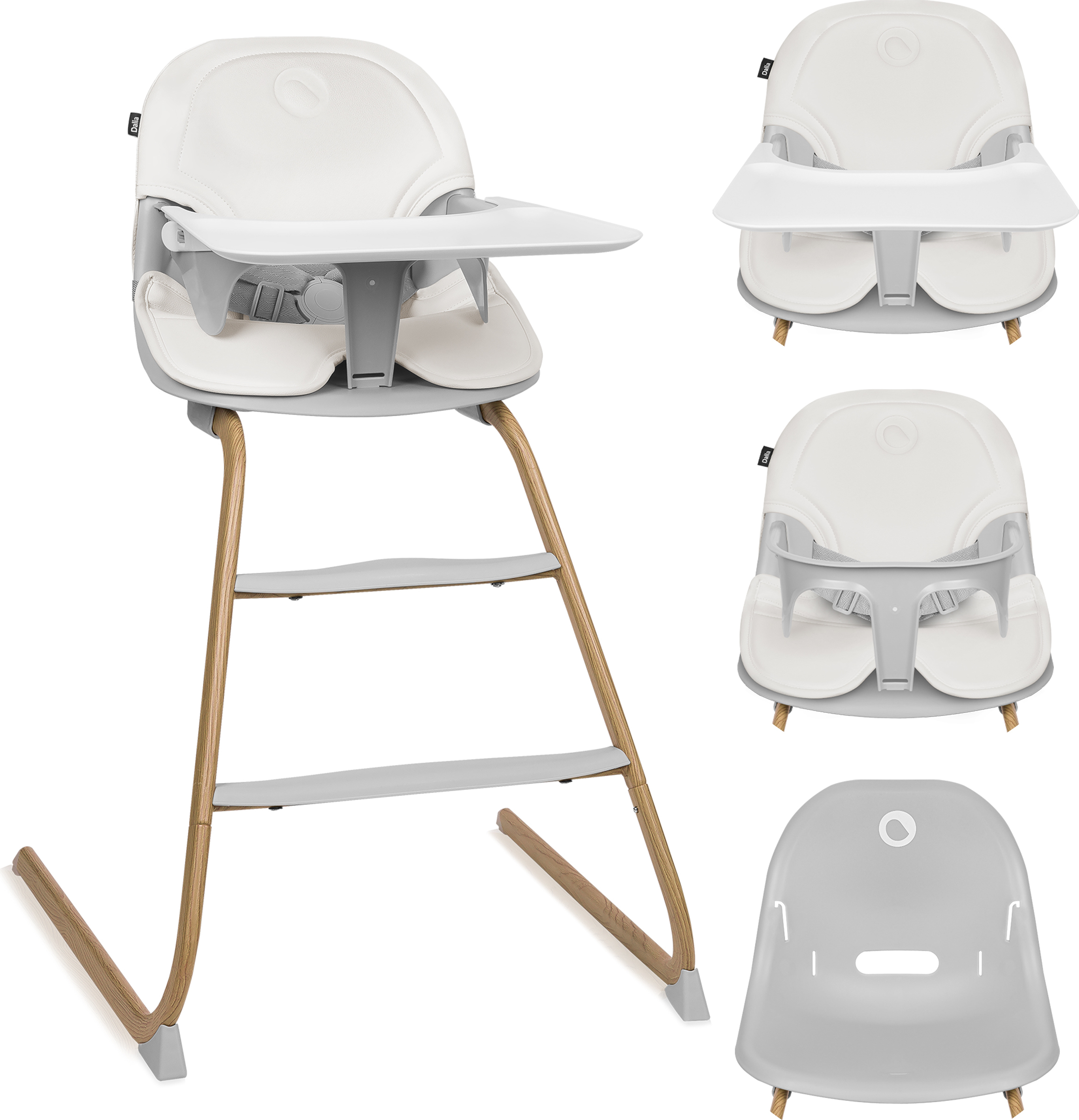 Hochstuhl und Sitzstuhl Lionelo Dalia - 2-in-1 - Ab 6 Monaten bis 60 kg - Spülmaschinenfestes Tablett - Werkzeuglose Montage - GRAU NATÜRLICH LO-DALIA GREY STONE NATURAL