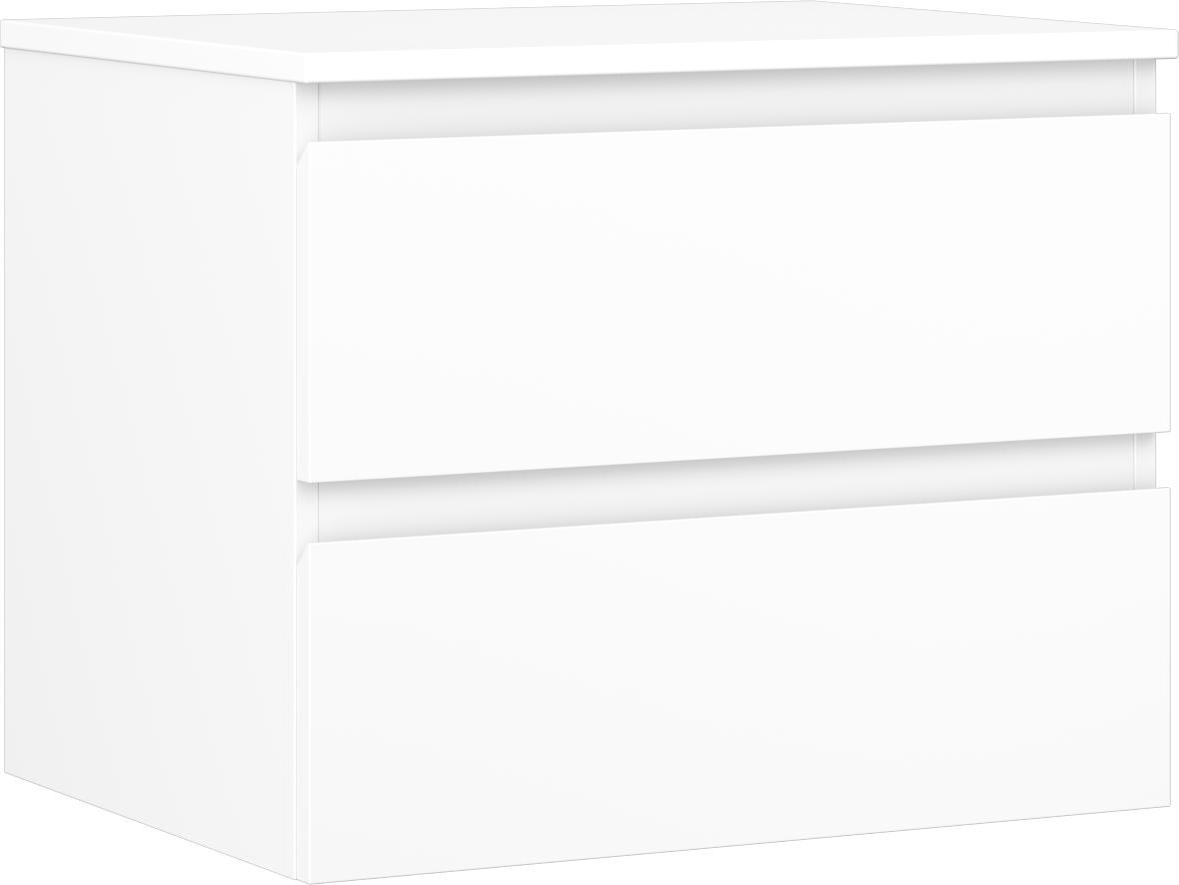 Mexen Orio Badezimmerschrank unter Waschbecken 60 cm mit Platte, 2 Schubladen, weiße Matt - 91A10-06047-2-BFFC01