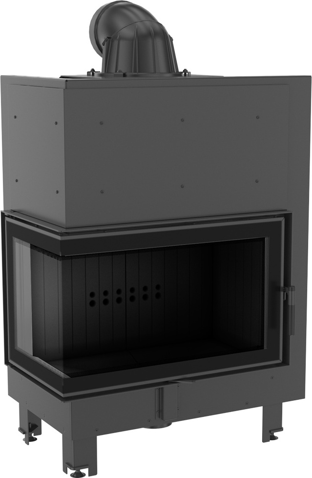 Oceľový krb MBO ľavý 15 kW Ø 200 Ohýbané sklo čierne thermotec