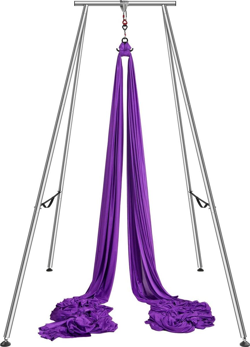 VEVOR Aerial Yoga Frame & Yoga Hammock, 9.67 ft Height Professional Yoga Swing Stand Comes with 13.1 Yards Aerial Hammock, Max 551.15 lbs Load Capacity Yoga Rig for Indoor Outdoor Aerial Yoga, Purple