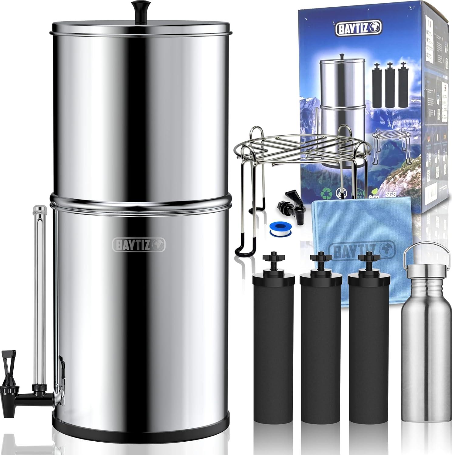 Wasserfilter mit Schwerkraft 8,5 Liter - Wasserfilter für Leitungs- und Regenwasser - Aktivkohlefilter für Camping und Survival - Filterwasserbrunnen