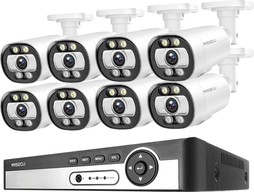 8CH NVR bezpečnostný kamerový systém, rozlíšenie 4K, AI detekcia človeka, 8CH NVR 8PCS CAM 5MP, žiadny