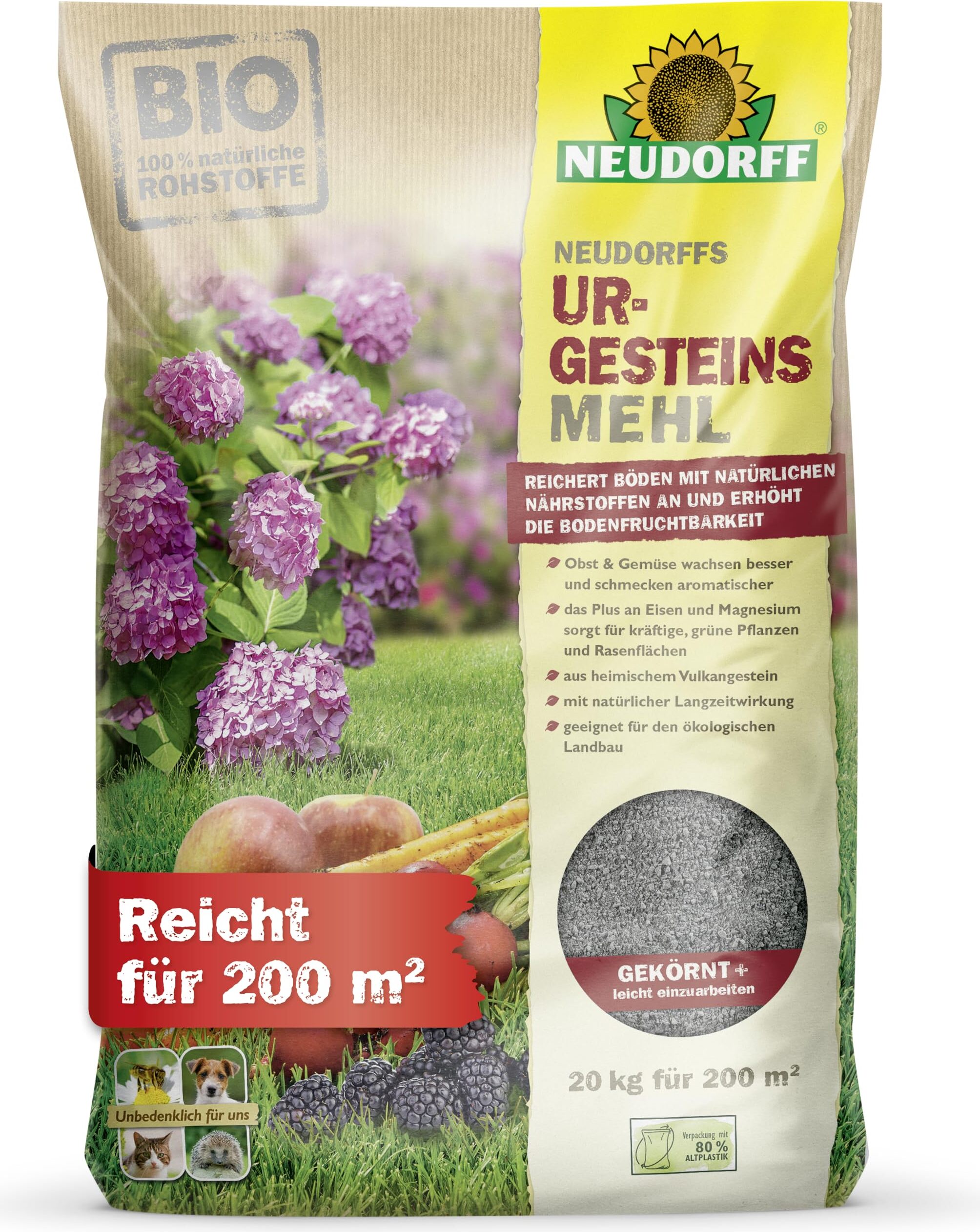 Neudorff UrgesteinsMehl - 20 kg für 200 m² erhöht Bodenfruchtbarkeit 01299
