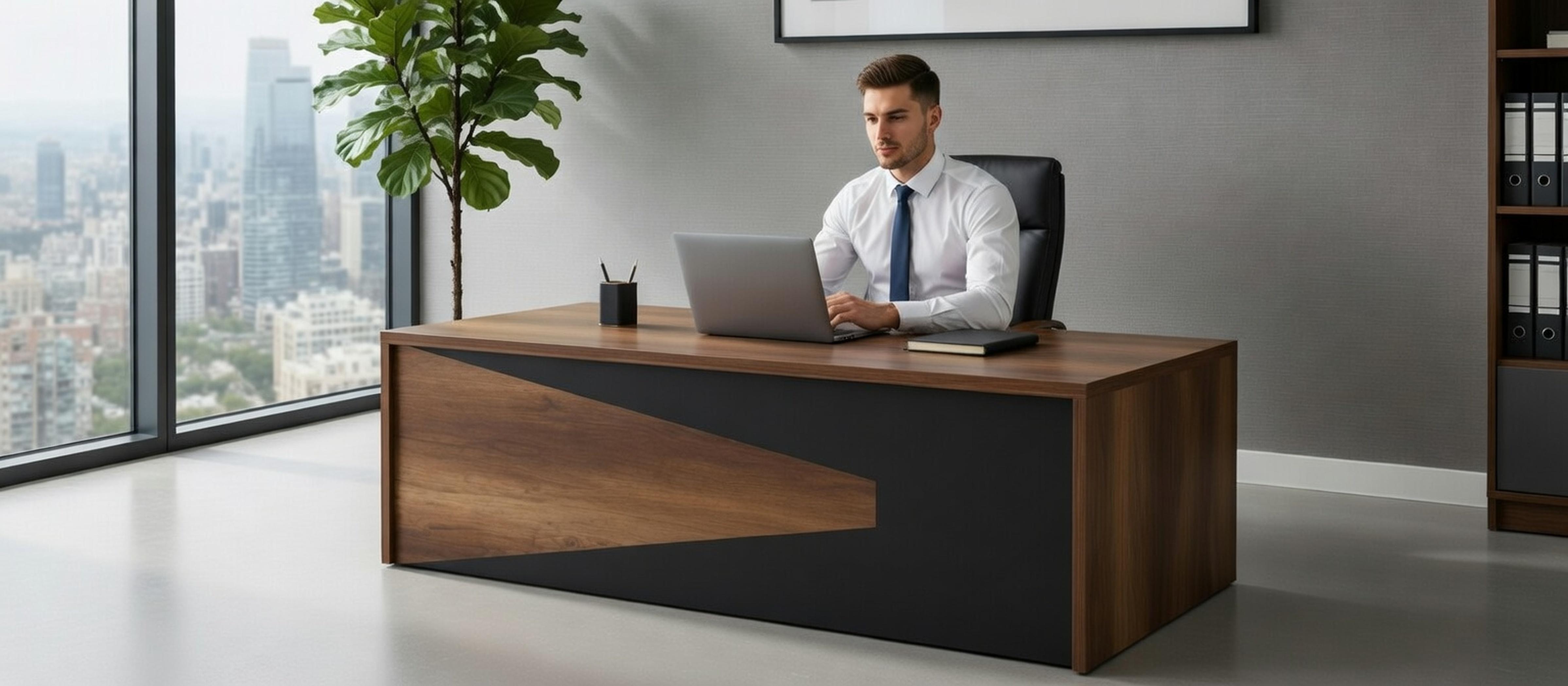 Xl Moebel Gmbh Schreibtisch modern aus Holz mit kontrastreichem Design