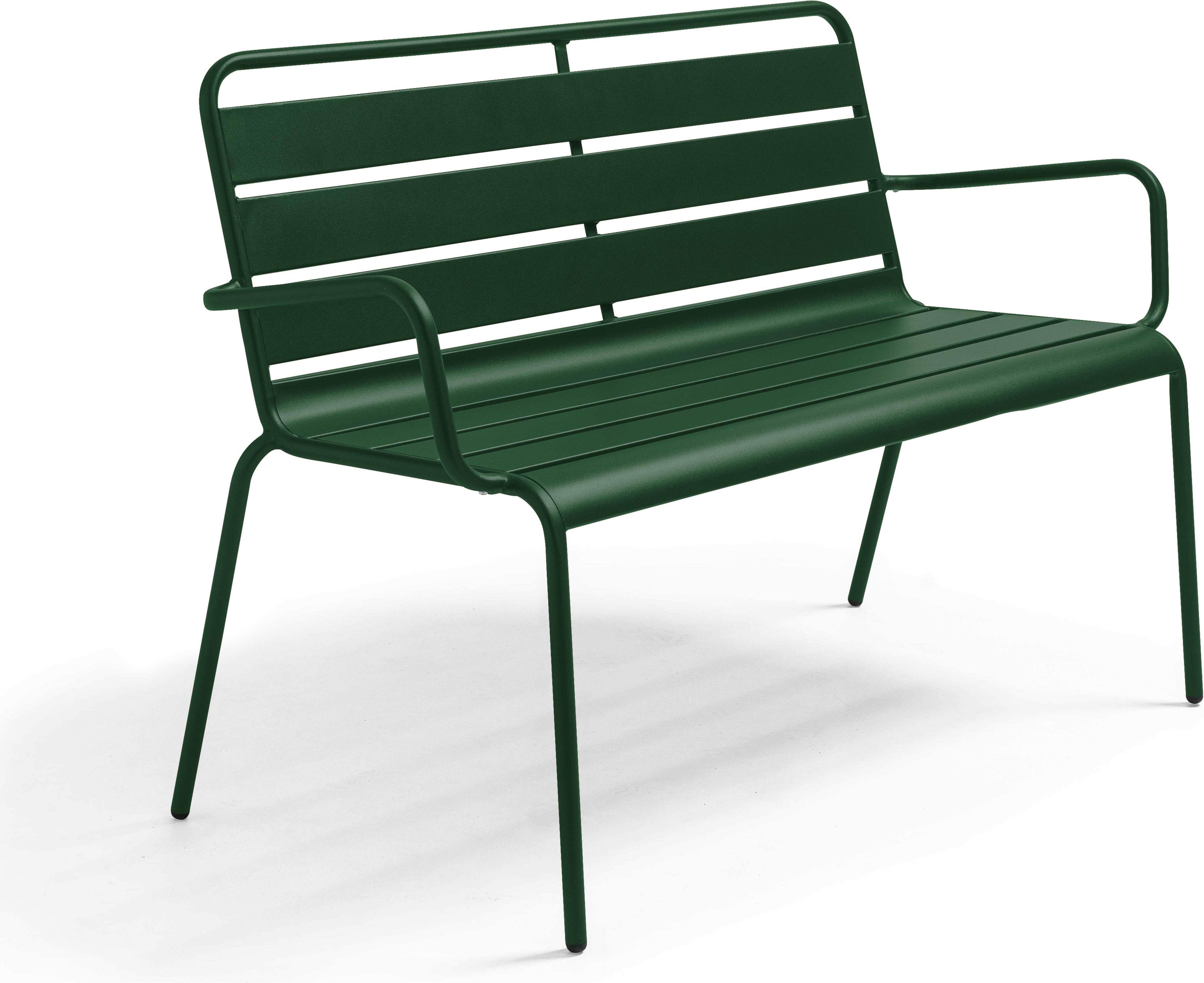 Gartenbank aus pulverbeschichtetem Stahl Waldgrün - Oviala Palavas 114577