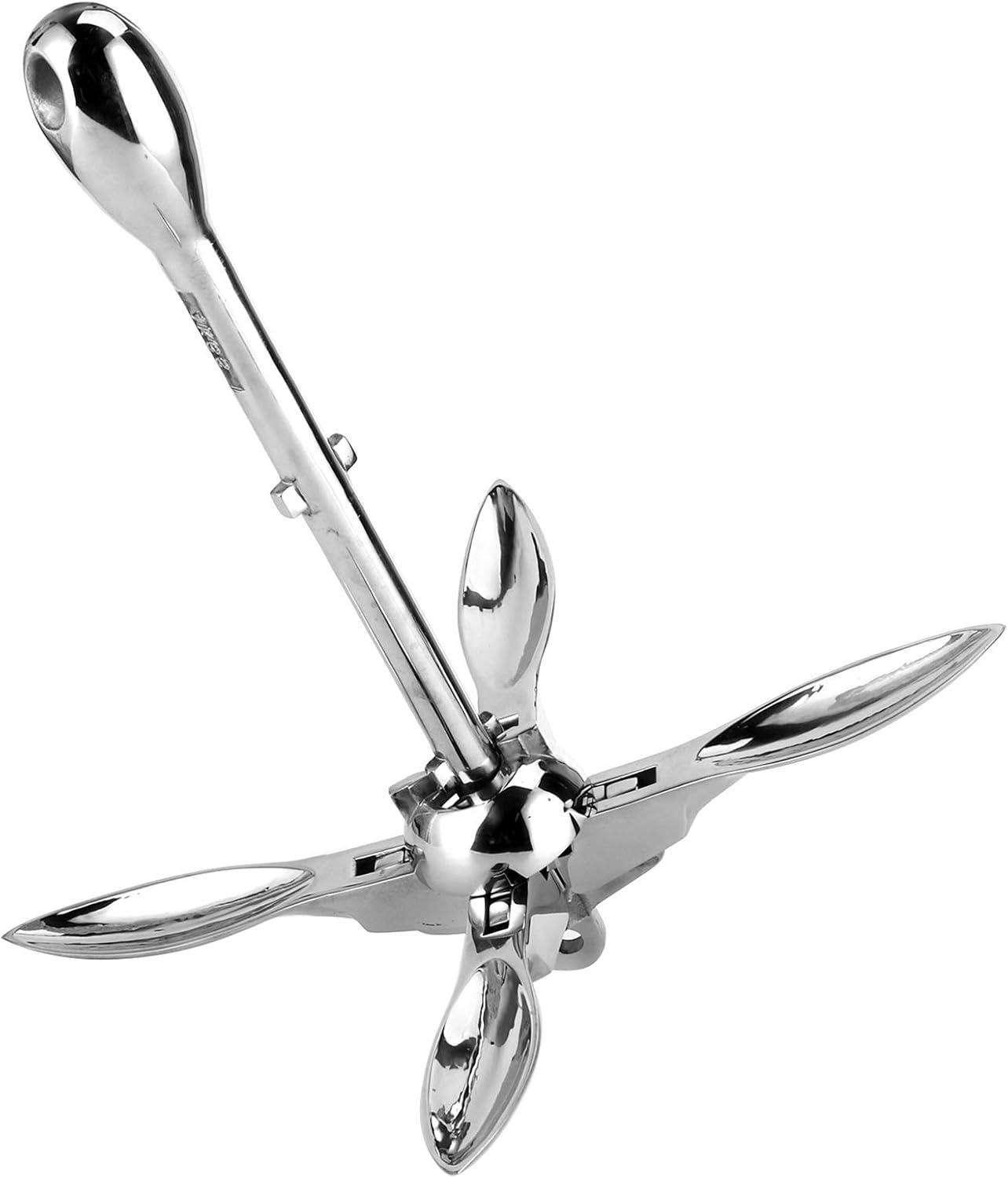 PPGoods Klappbarer Edelstahl-Bootsanker – 4 kg Faltanker für Boote, Segelyachten und Kanus