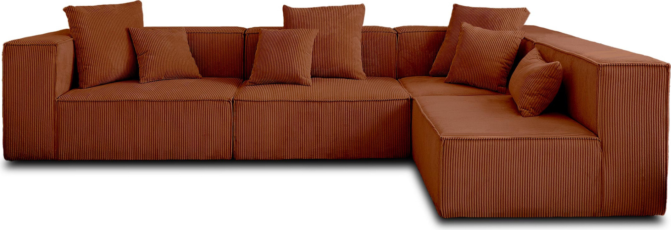 Lisa Design Colombine, Modulares Ecksofa rechts, 5-Sitzer, aus Cord , Terrakotta 1342TER