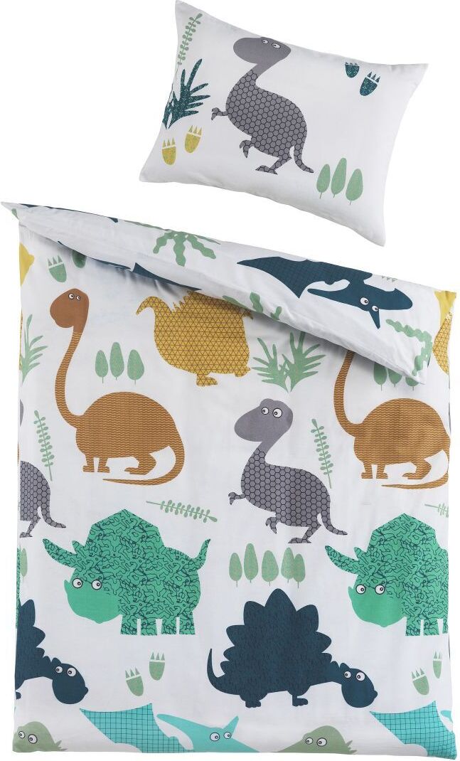 SOMA Renforce Baby Bettwäsche 100 cm x 135 cm Dino Welt blau 100% Baumwolle