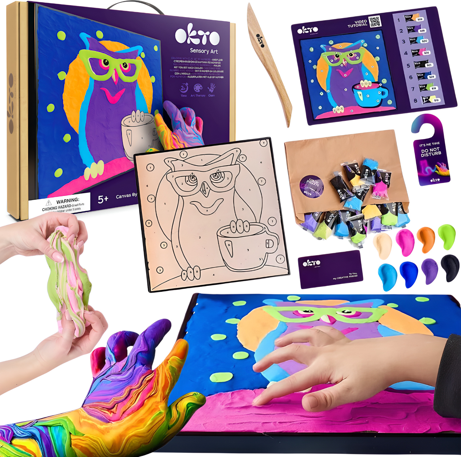 Okto Art Set Eule 3D Malen Nach Zahlen Ciastolin 20003
