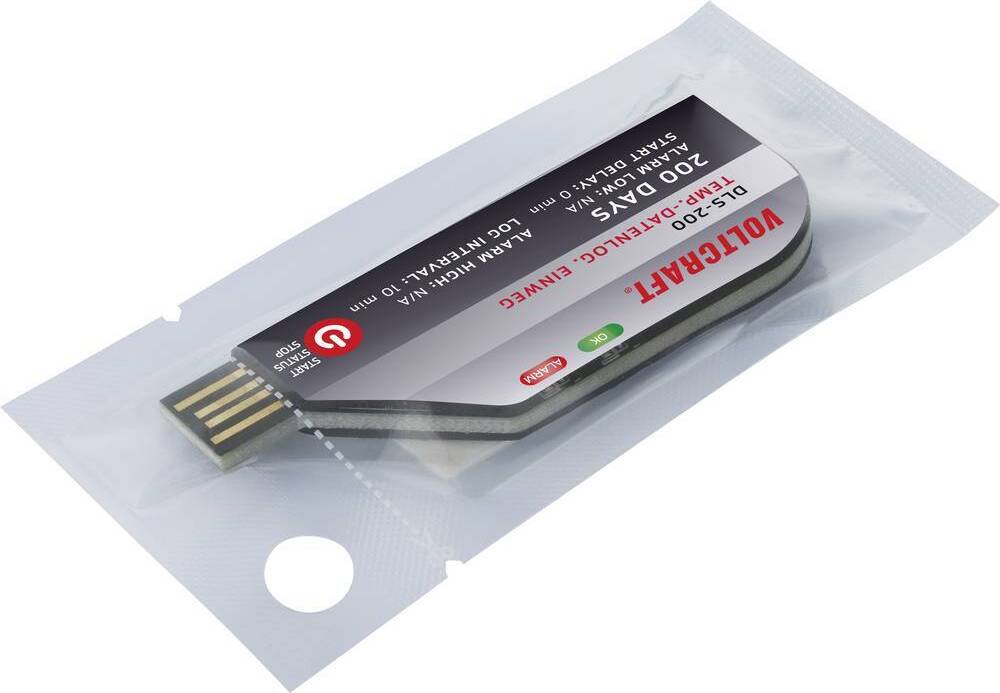 VOLTCRAFT VC-11576730 DLS-200 Temperatur-Datenlogger Messgröße Temperatur -30 bis 70 °C Einwegdatenlogger, PDF Funktion