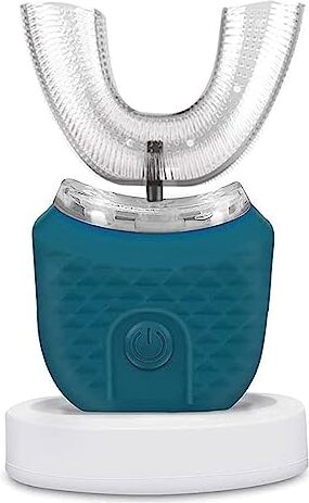 Elektrická ultrazvuková zubná kefka 360° Automatická inteligentná čistiaca detská kefka v tvare U (námornícka modrá)