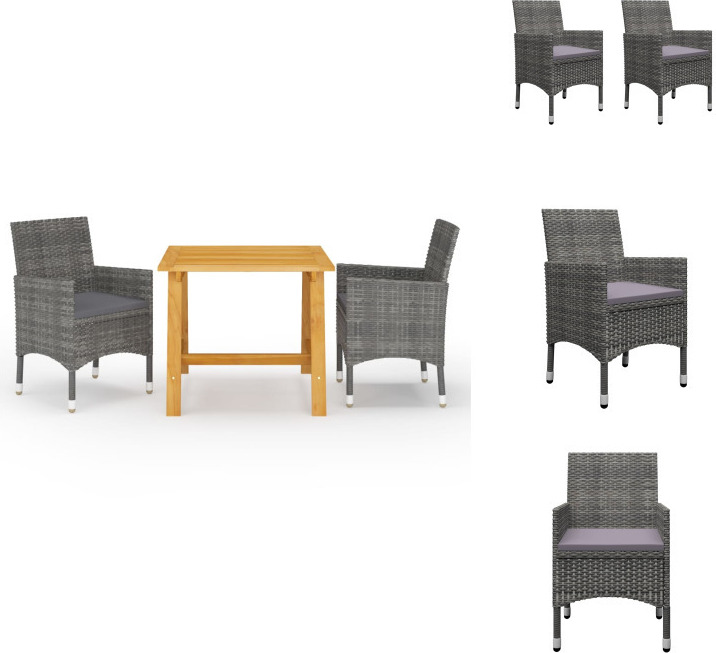 vidaXL 3-dielny záhradný jedálenský set sivý - Záhradné nábytkové zostavy