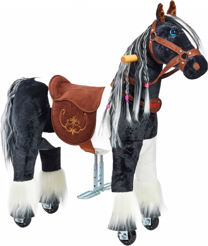 Ponnie Ebony – Cheval Mécanique Sur Roulettes Pour Enfants 5-12 Ans – Jouet Actif Sans Piles – Taille M, 18-50 Kg