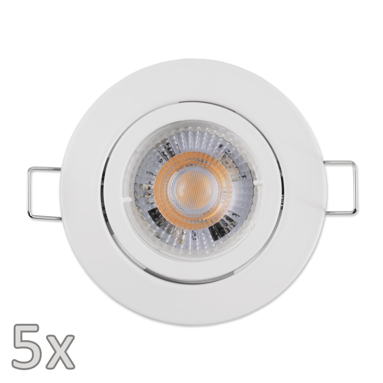 Einbauleuchten-Set McShine, 5xRahmen, 5xLED-Modul, 5W, 400lm, 230V, weiß 1452968