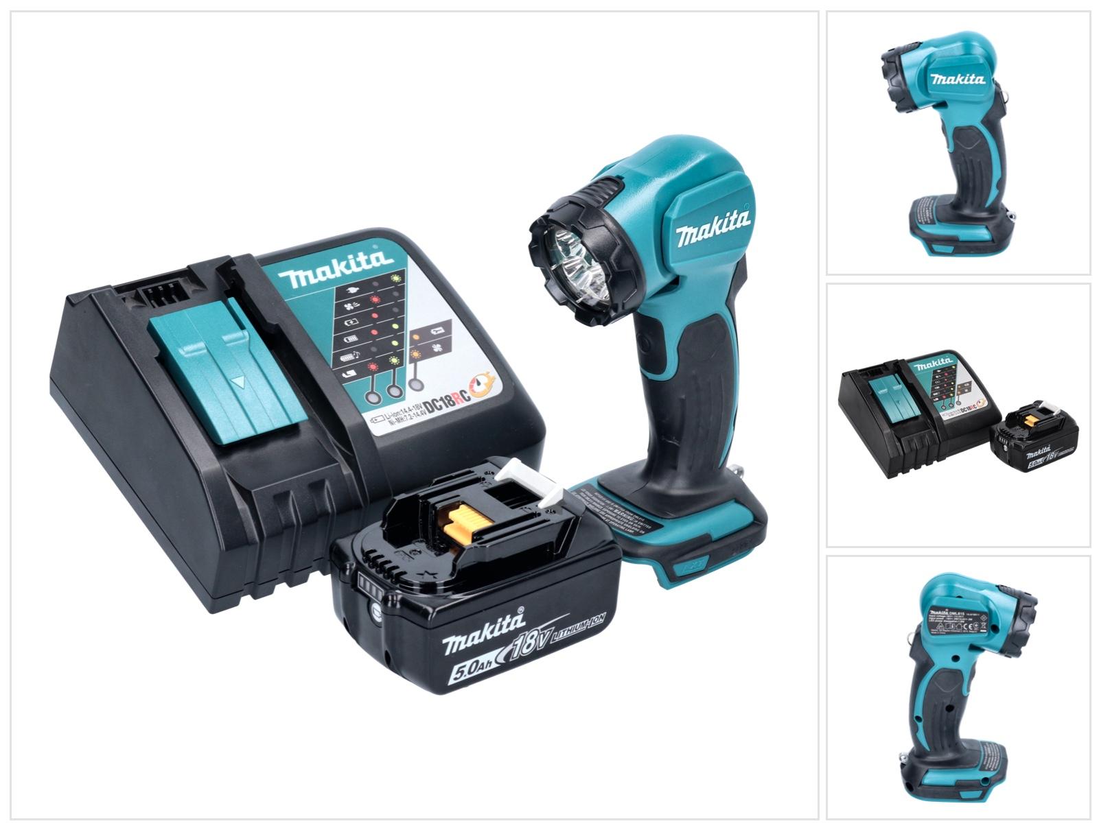 Makita DEADML 815 RT1 LED Akku Handleuchte 14,4 - 18 V 160 lm + 1x Akku 5,0 Ah + Ladegerät DEADML815