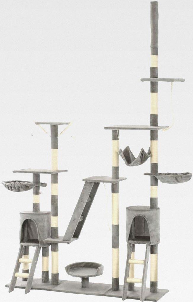 Katzen-Kratzbaum mit Sisal-Kratzsäulen 230-250 cm Grau Katzenmöbel für kleine und große Katzen