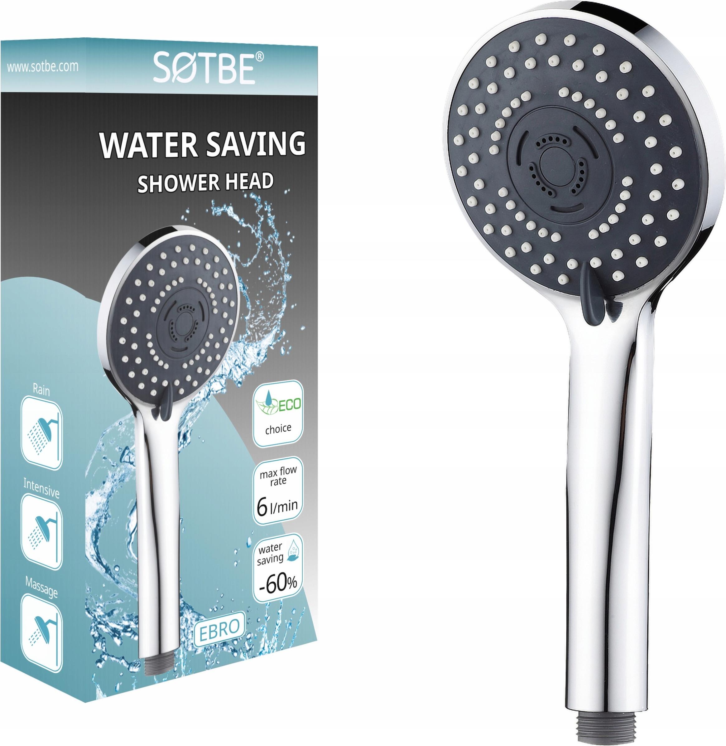 Duschkopf WASSEREINSPARUNGEN 60% 3 Wasserstrahlen SOTBE
