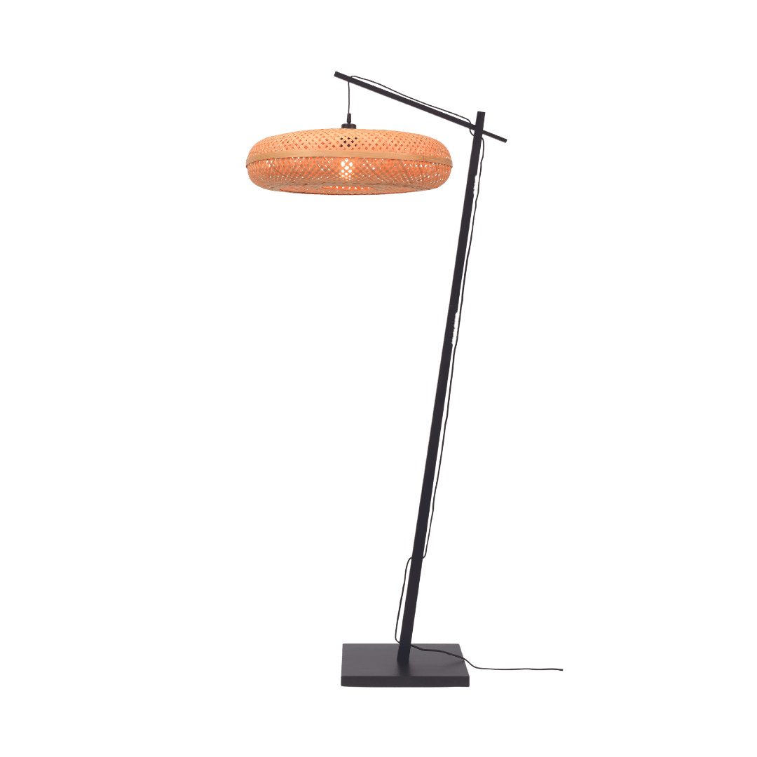 GOOD&MOJO - Stehleuchte Palawan - Bambus Schwarz/Natürlich - Ø77cm für Wohnzimmer, Schlafzimmer PALAWAN/F/AD/B/6015/N
