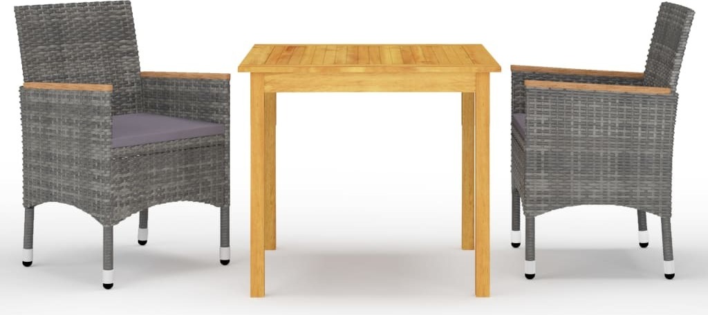 The Living Store 3ks. Záhradný jedálenský set sivý