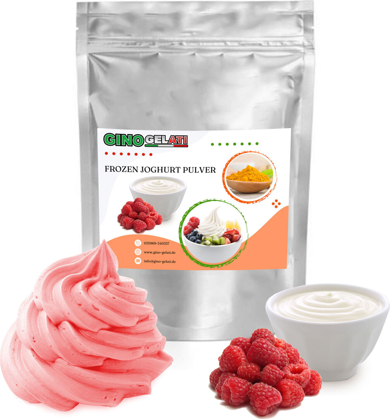 Gino Gelati Joghurt Himbeere Frozen Joghurt Pulver 333 g GG-FYP-423