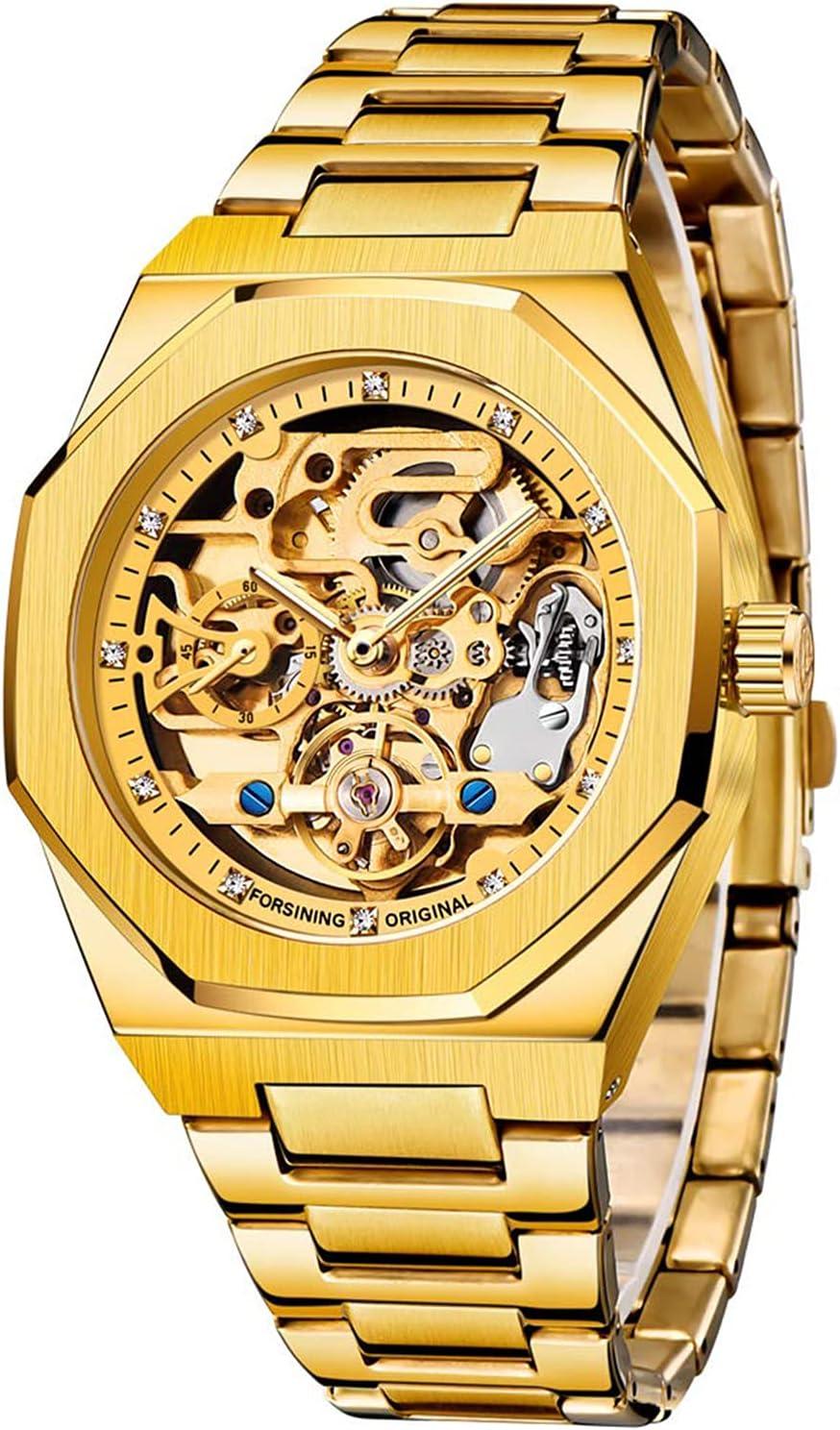 Hodinky Automatické pánske mechanické hodinky Skeleton z nehrdzavejúcej ocele Vodotesné mechanické automatické hodinky s mechanickým pohybom Klasický dizajn puzdra