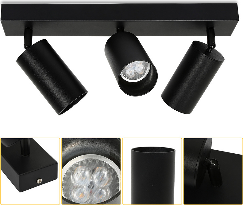 Jopassy Deckenstrahler LED schwenkbar Deckenleuchte Wandleuchte für Wohnzimmer, Küche, Esszimmer Einzelkopfstrahler 3x GU10 Fassung RL-HG7376-1-OTw