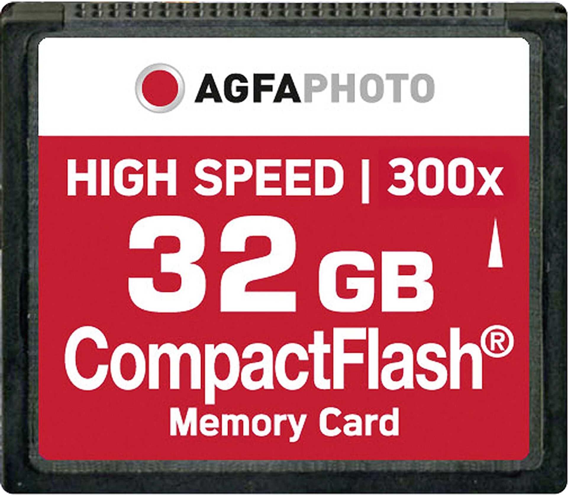 AgfaPhoto USB & SD Cards AgfaPhoto Compact Flash 32GB SPERRFRIST 01.01.2010, 32768 MB, Kompaktflash (CF), 100000 Zyklen pro logischen Sektor, 42.8 mm, 3.3 mm, 36.4 mm 10435