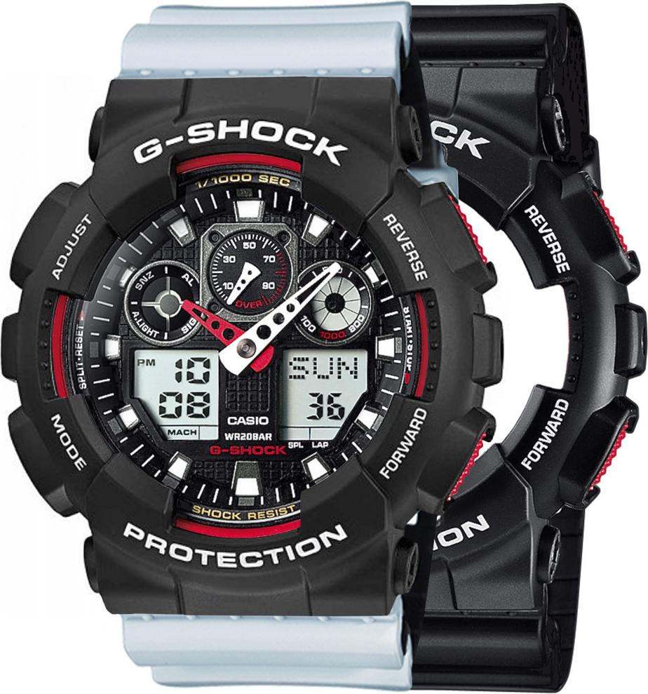 Hodinky Casio G-Shock SET GA-100-1A4ER + BEZEL 10508136 + BAND 10527469 20BAR