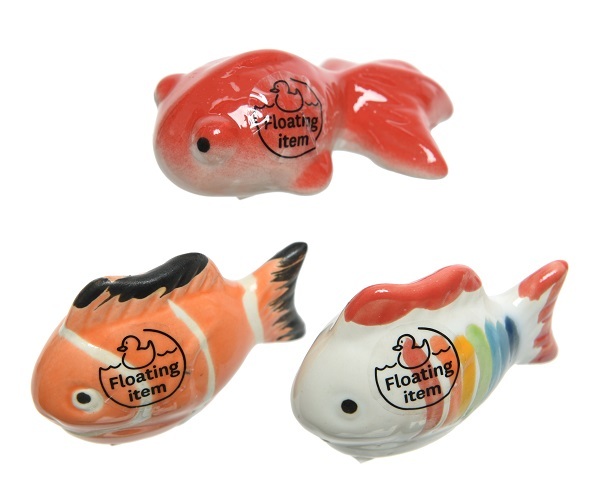 Kaemingk Fisch Deko Schwimmfisch Porzellan Teichdeko L ca 7 cm 3er Set