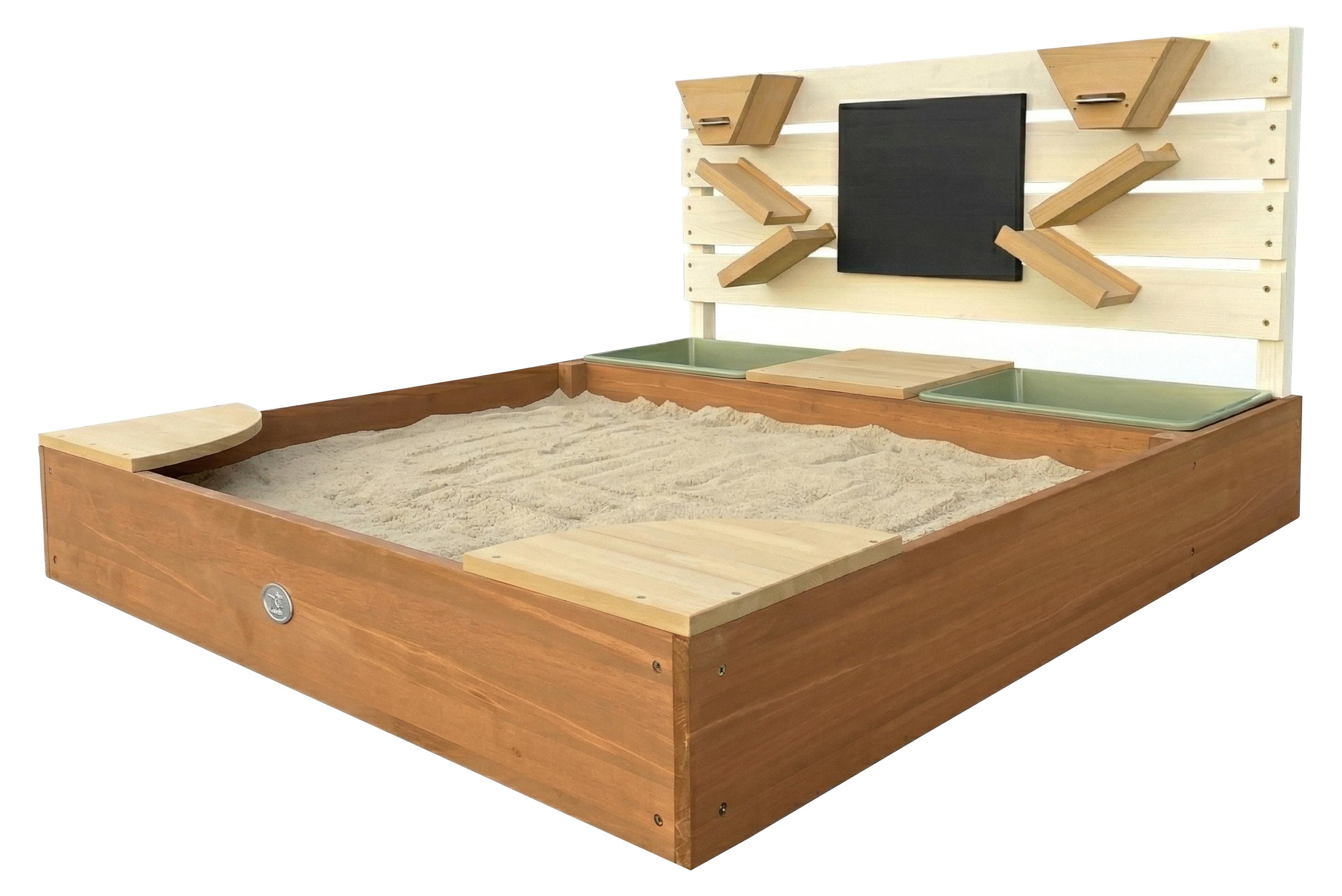 Spielwerk Bac à Sable En Bois Max 140x140 Cm Avec Toit Réglable UV 50+, Tapis De Sol Et Indicateur De Niveau – Jeu Extérieur Jardin Pour Enfants