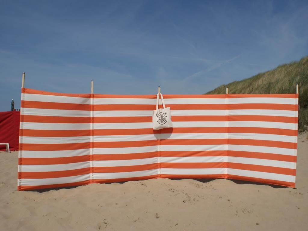 strandwindschermen Strandwindschutz 5 m, orange/weiß, Polyacryl-Windschutz – 5 m Camping-Windschutz