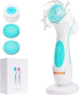 Akhan 3 in 1 Elektrische Gesichtsreinigungsbürste mit 3 Bürstenköpfen, Wiederaufladbar, Tiefenreinigung Wasserdichte Gesichtsbürste für Männer und Frauen, Jeden Hauttyp (Blau) 174867778