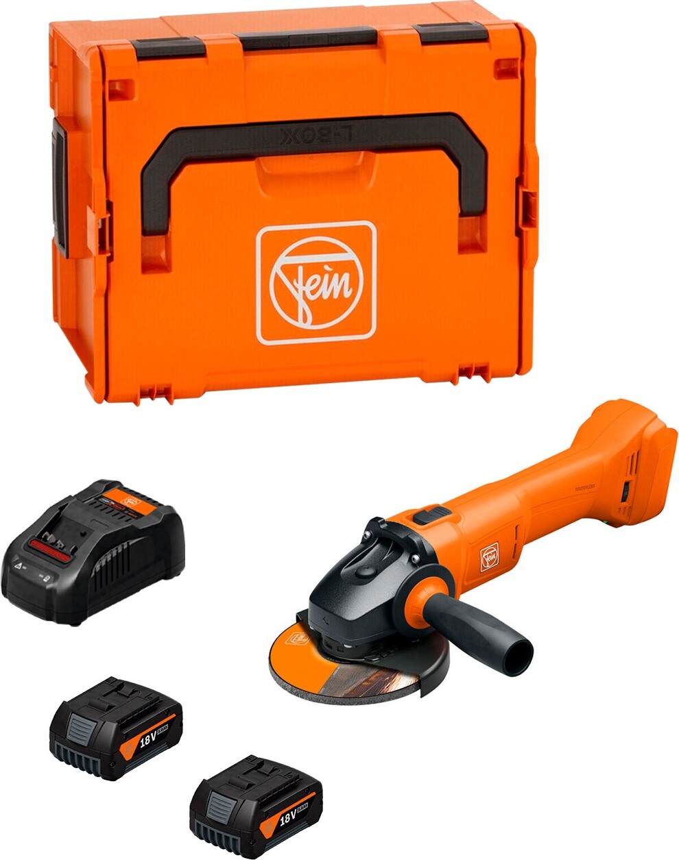 Winkelschleifer FEIN CCG 18-125-10 AS (2 x 5,0 Ah + GAL1880CV + L-Boxx 238)
