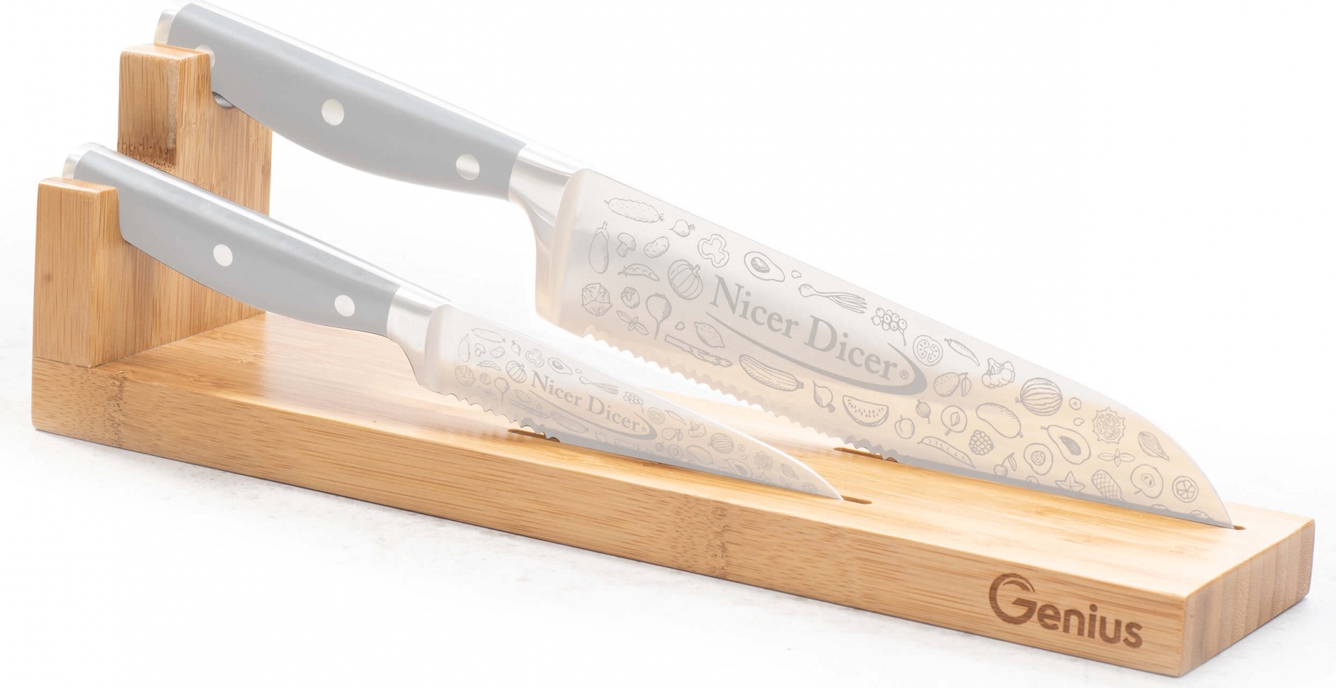 Genius Nicer Dicer Knife Messerblock Aus robustem Bambus für die Aufbewhrung von Allzweckmessern; A21366